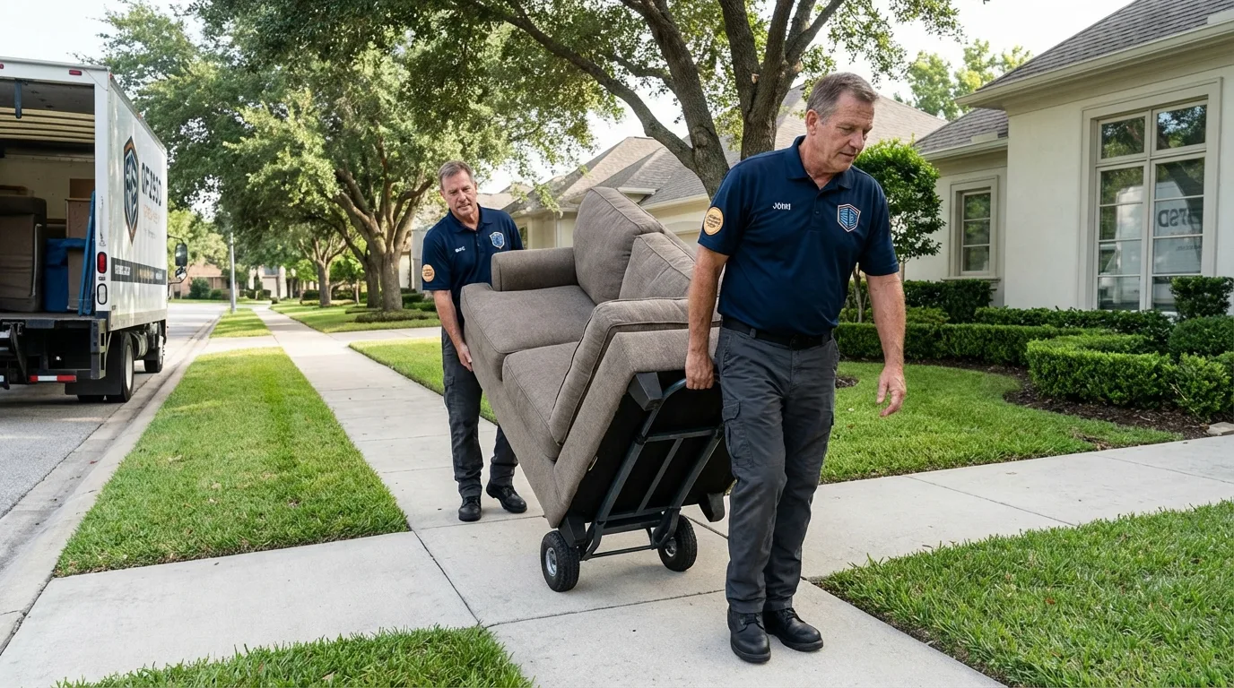 Local residential moving crew loading furniture in Lamar, MO